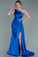 Long Sax Blue Satin Evening Dress ABU2387