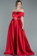 Long Red Satin Evening Dress ABU2396