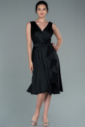 Midi Black Satin Invitation Dress ABK1405