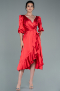 Midi Red Satin Invitation Dress ABK1409
