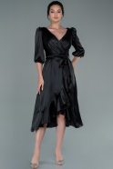 Midi Black Satin Invitation Dress ABK1409