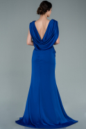 Long Sax Blue Satin Engagement Dress ABU2364