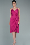 Short Fuchsia Satin Invitation Dress ABK1416