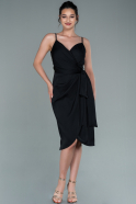 Short Black Satin Invitation Dress ABK1416