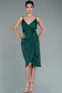 Short Emerald Green Satin Invitation Dress ABK1416