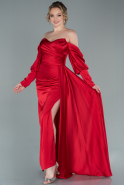 Long Red Satin Prom Gown ABU2402
