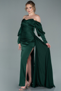 Long Emerald Green Satin Prom Gown ABU2402