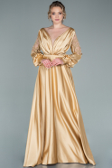 Long Gold Satin Evening Dress ABU2348