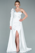 Long White Satin Evening Dress ABU1715