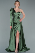 Olive Drab Long Satin Evening Dress ABU1715
