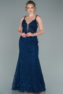 Navy Blue Long Mermaid Evening Dress ABU2277