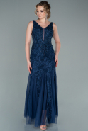 Long Navy Blue Dantelle Evening Dress ABU2410