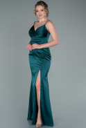 Long Emerald Green Satin Prom Gown ABU2412