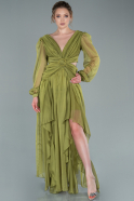 Pistachio Green Long Chiffon Prom Gown ABU1536