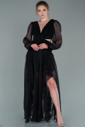 Black Long Chiffon Prom Gown ABU1536