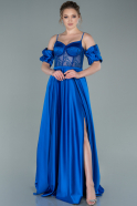 Long Sax Blue Satin Evening Dress ABU2417