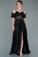 Long Black Satin Evening Dress ABU2417