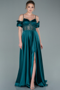 Long Emerald Green Satin Evening Dress ABU2417