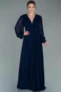 Navy Blue Long Chiffon Evening Dress ABU1651