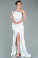 Long White Satin Evening Dress ABU2363