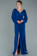 Long Sax Blue Chiffon Evening Dress ABU2365