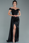 Long Black Satin Evening Dress ABU2428