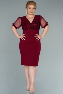 Burgundy Short Plus Size Evening Dress ABK857
