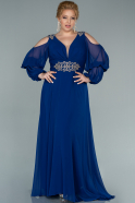 Long Sax Blue Chiffon Evening Dress ABU2432