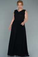 Black Long Chiffon Plus Size Evening Dress ABU2242