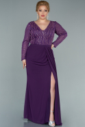 Long Lavender Chiffon Plus Size Evening Dress ABU2436