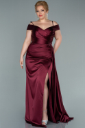 Burgundy Long Satin Plus Size Evening Dress ABU2370