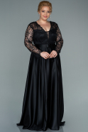 Long Black Satin Plus Size Evening Dress ABU2439
