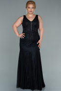 Long Black Dantelle Plus Size Evening Dress ABU2423