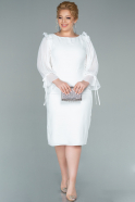 Midi White Plus Size Evening Dress ABK1432