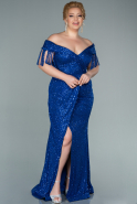 Sax Blue Long Oversized Evening Dress ABU1745