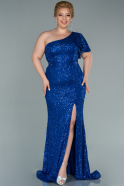 Sax Blue Long Oversized Evening Dress ABU1893