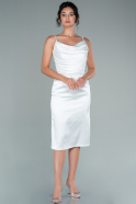 White Short Satin Invitation Dress ABK1100
