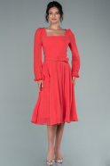 Midi Coral Chiffon Invitation Dress ABK1441