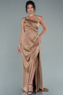 Long Cappuccino Satin Prom Gown ABU2462