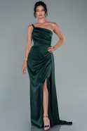 Long Emerald Green Satin Prom Gown ABU2462