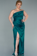 Long Emerald Green Satin Plus Size Evening Dress ABU2442