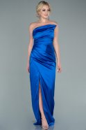 Long Sax Blue Satin Engagement Dress ABU2460