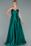Emerald Green Long Satin Evening Dress ABU2360
