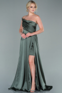 Long Olive Drab Satin Prom Gown ABU2474