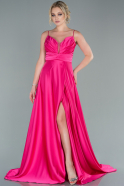 Long Fuchsia Satin Prom Gown ABU2476