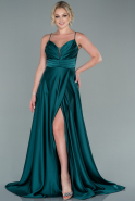 Long Emerald Green Satin Prom Gown ABU2476