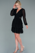 Short Black Chiffon Invitation Dress ABK1450
