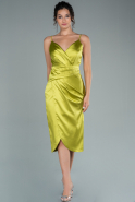 Pistachio Green Midi Satin Invitation Dress ABK1344