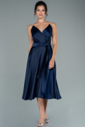 Midi Navy Blue Satin Invitation Dress ABK1456