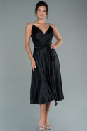 Midi Black Satin Invitation Dress ABK1456